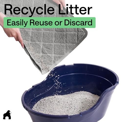 Image of Gorilla Grip Durable Cat Litter Mat (35x23), XL Jumbo, No Phthalate, Water Resistant, Traps Litter from Box & Cats, Scatter Control, Soft on Kitty Paws, Easy Clean Cat Mat (Gray)