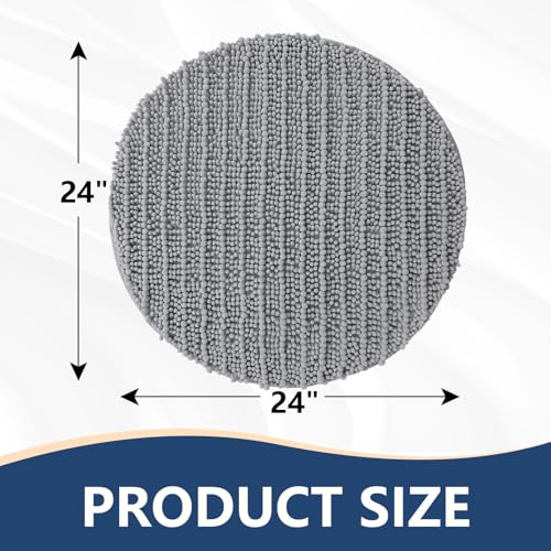 Image of Arotive Round Bathroom Rugs 30x30, Extra Soft Thick Absorbent Shaggy Chenille Bath Rugs, Machine Wash Dry, Bath Mats for Bathroom Floor, Tub and Shower, Home Decor Accessories, Grey