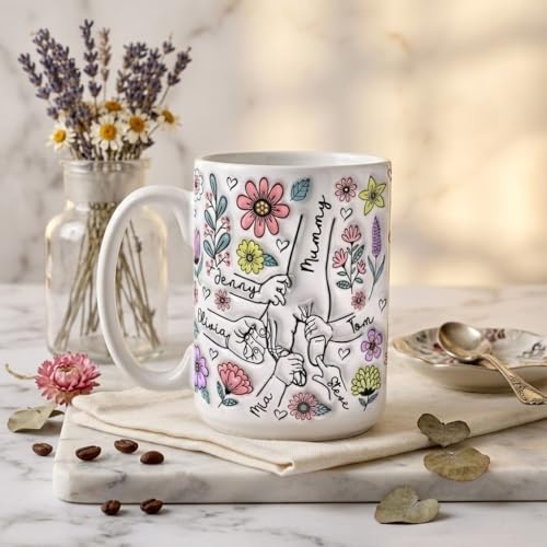 Taza personalizada para mamá con nombres de niños miniatura 4