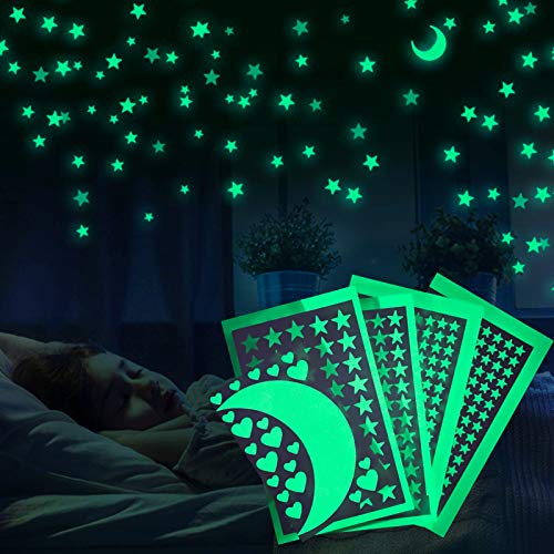 Meloive Pegatinas De Estrellas Para Pared Que Brillan En La Oscuridad, Decoración Fluorescente Para Pared Para Habitaciones De Niños, Guarderías O Fiestas（438 pcs）