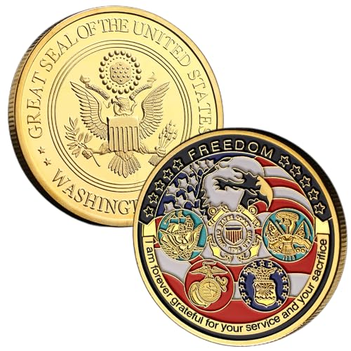 2 Pcs Fredoom Military Appreciation Challenge Coin,Great Seal of The United States Eagle Coins