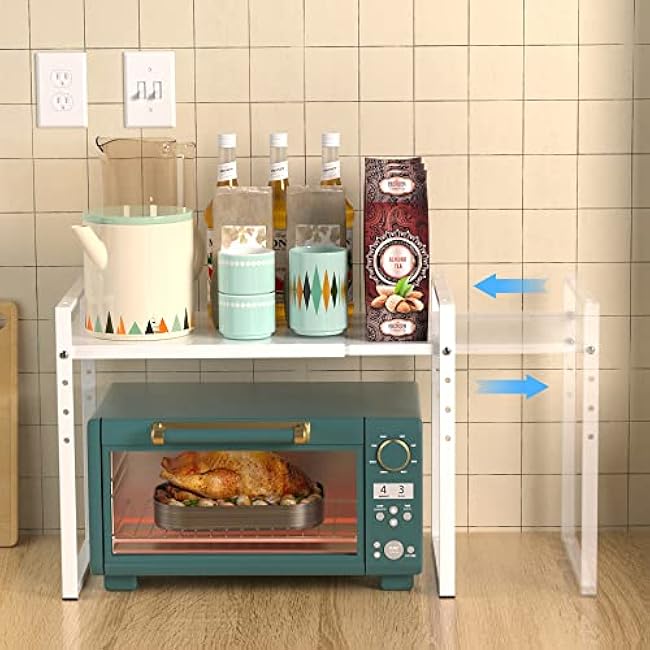 Redrubbit 2 Tier Steel Metal Microwave Oven Rack White