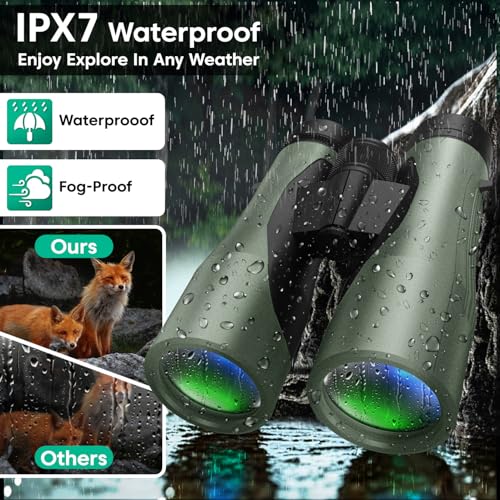 Image of Sounce 15x52 Binoculars for Long Distance | HD Binocular for Adults | IPX7 Waterproof Fog Proof | BAK4 Prism FMC Lens | Bird Watching Wildlife Safari Stargazing Hunting | Durbin with Pouch (Black)