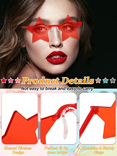 Dunzy 20 Pairs Colorful Star Sunglasses Bulk Transparent Rimless Star Glasses for Graduation Party Favors3