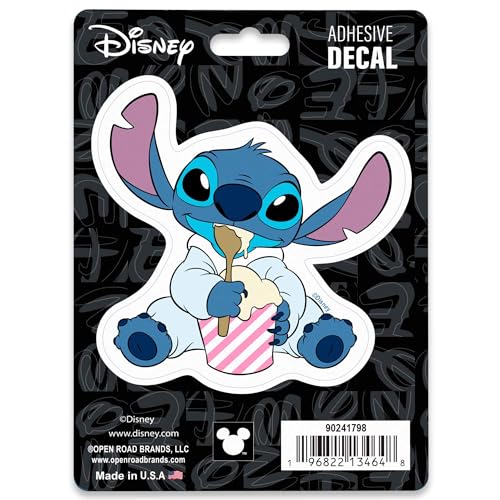 Image of Disney Lilo and Stitch with Ice Cream Adhesive Vinyl Decal - Fun Stitch Sticker for Car or Truck