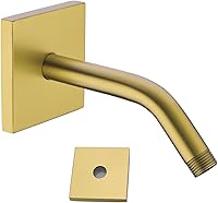 Vista 18 de Brazo de ducha de barrido de 16 pulgadas de largo montado en la pared Extensión de cabezal de ducha dorada con brida única, conexión estándar de 1/2