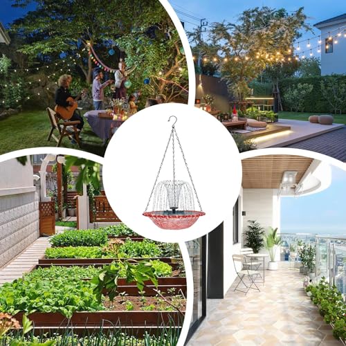 Fuente solar para pájaros colgante y ecológica para ambientación de terrazas exteriores 5