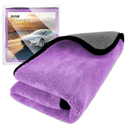 Airlab XXL Panno Microfibra Asciugatura Auto Moto Professionale 90x60 CM, 500GSM Asciugamani Assorbenti Senza Aloni Rapido Lavaggio Catturapolvere Lucidatura, Panni Stracci Pulizia Vetri Bagno Cucina