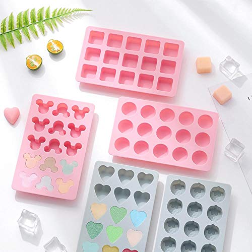 Molde de silicona para cubos de hielo rosa con tapa miniatura 4