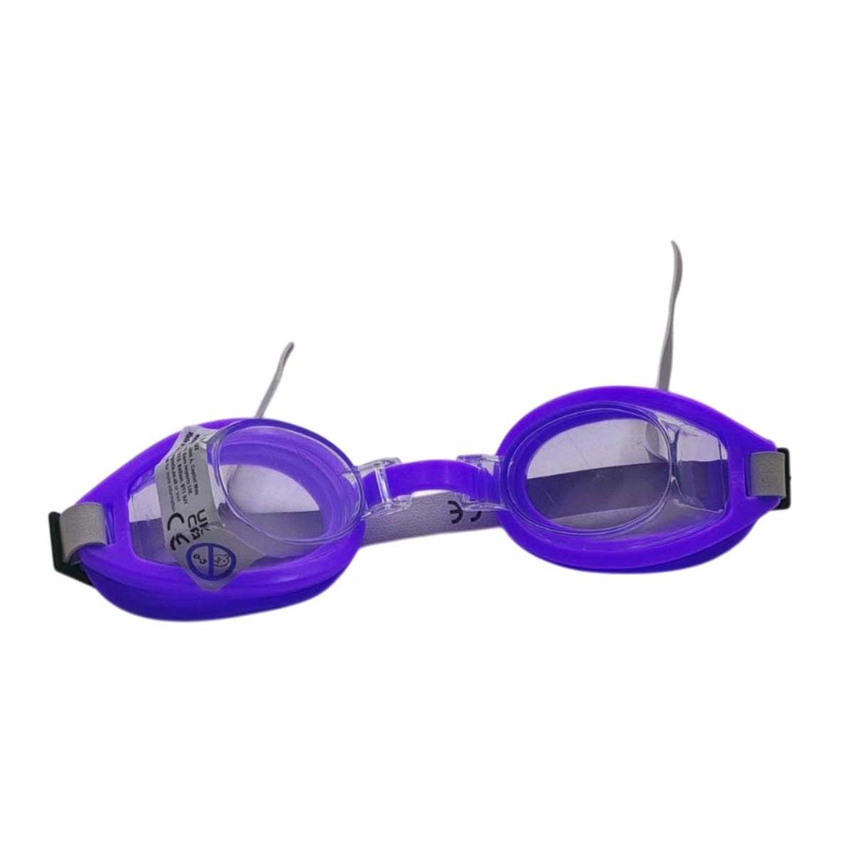 schone Children's Swimming Goggles – Adjustable Kids Swim Goggles with Rubber Eye Protectors, Nose Strap & Head Strap – Durable Plastic and Rubber, Bright Colours (Blue)