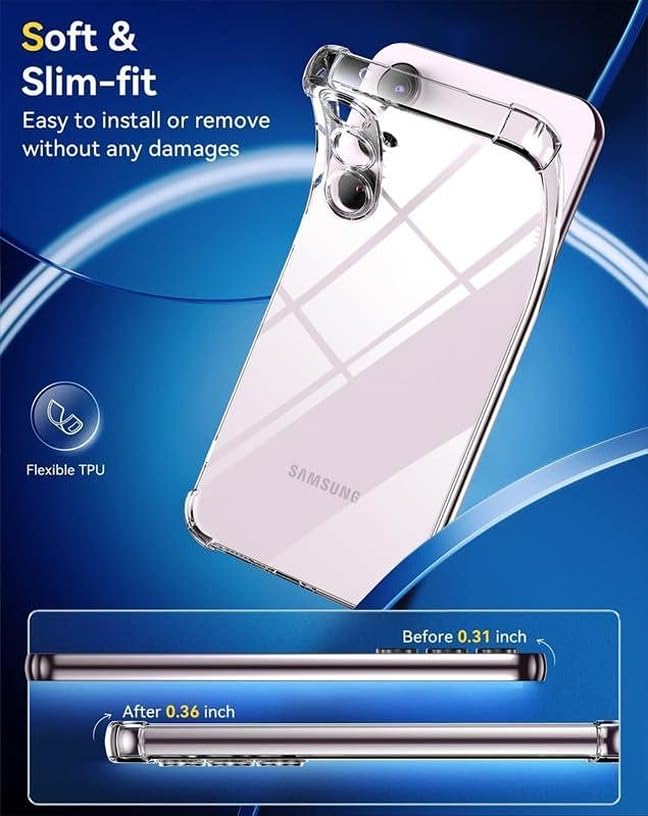 Image of BOXXO Flexible Back Cover for Samsung Galaxy S23 FE 5G | Back Cover Transparent Clear Shockproof Case Four Corner Protection | Slim Protective Mobile Phone Cover for Samsung Galaxy S23 FE 5G