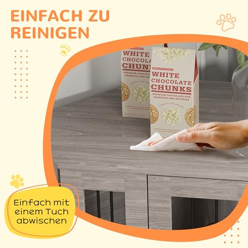 PawHut Hundekäfig, Eckige Hundehütte Hundebox mit Kissen, Hundehaus mit Türriegel, Haustierkäfig für mittelgroße Hunde, Walnuss, 104 x 55 x 63 cm