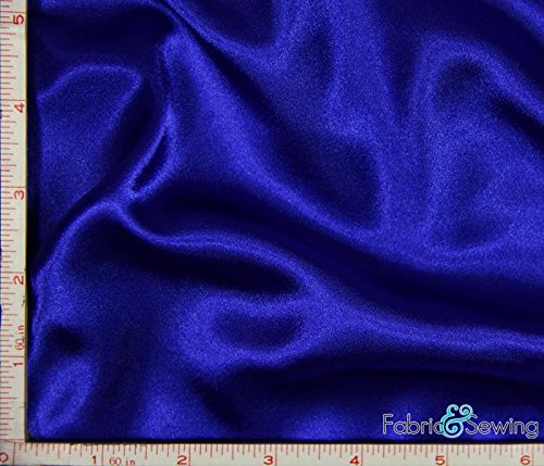 Royal Blue Shiny & Dull Stretch Charmeuse Satin Fabric 2 Way Stretch Polyester Spandex 5 Oz 57-58"