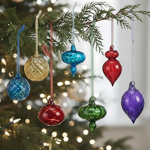 Hungdao 14 Pcs Vintage Christmas Ornaments Retro Glass Christmas ...