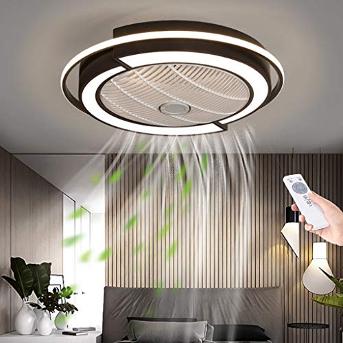 Ventilateur de plafond noir LED silencieux avec télécommande pour chambre