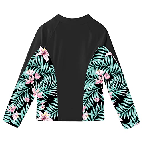 Flower Girls Printed Swimsuit Crewneck Rash Guard Long Sleeve Shirts Summer Swimwear Sunsuit4