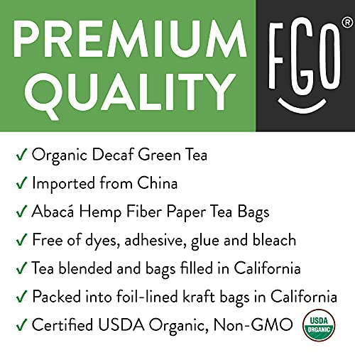 Organic Green Tea Bags (Decaf) | 100 Tea Bags | Eco-Conscious Tea Bags In Kraft Bag | Raw From China | By Fgo #TOP2