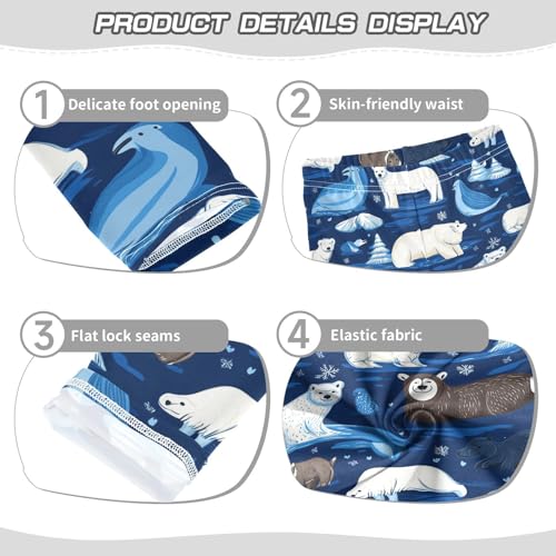 Animals Girls' Leggings Toddler Doodles Blue Kids Yoga Pants Dance Active Tights 4T3