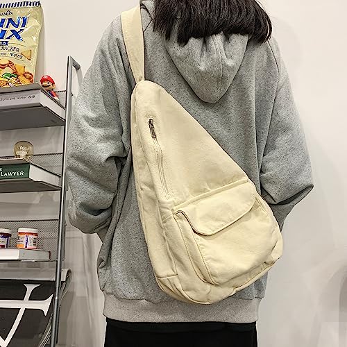 Canvas Sling Crossbody Bag for Women Men, Daypack Sling Bags Travel Casual Hiking Small Chest Shoulder Purse Bag Outdoor3