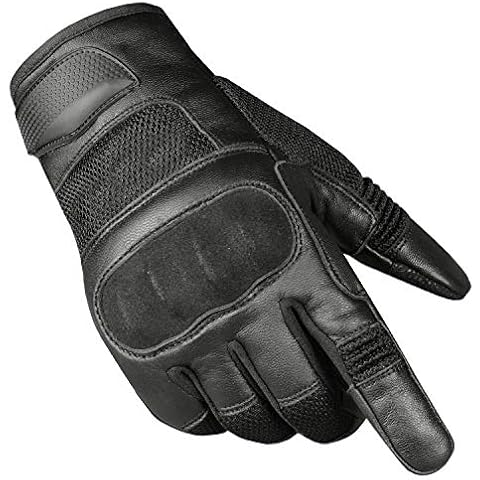 Jackets 4 Bikes Men's Motorcycle Tactical Premium Goat Leather & AirMesh Biker Gloves Cover