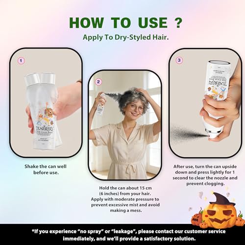 Image of Black Temporary Hair Color Spray for Women Men, Instant Colored Hair Dye Alternative for Teens, Disposable Washable, Quick Styling for Party Cosplay Christmas Halloween, 150ml