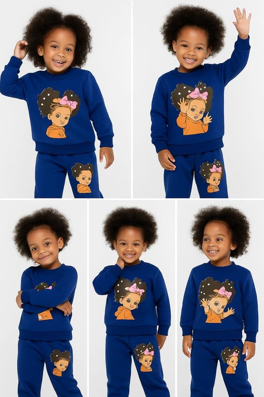 Image of Kids Cartoon Print Sweatshirt and Joggers Set | 2-Piece Winter Outfit for Boys & Girls | Soft, Warm & Comfortable Tracksuit | Perfect Winter Wear (Size) Colour