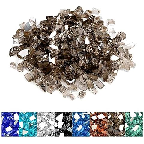 Mr. Fireglass 10 Pounds Fire Glass - 1/2 Inch High Luster Reflective Tempered Glass Rocks for Fireplace Fire Pit Table and Landscaping, Bronze Cover