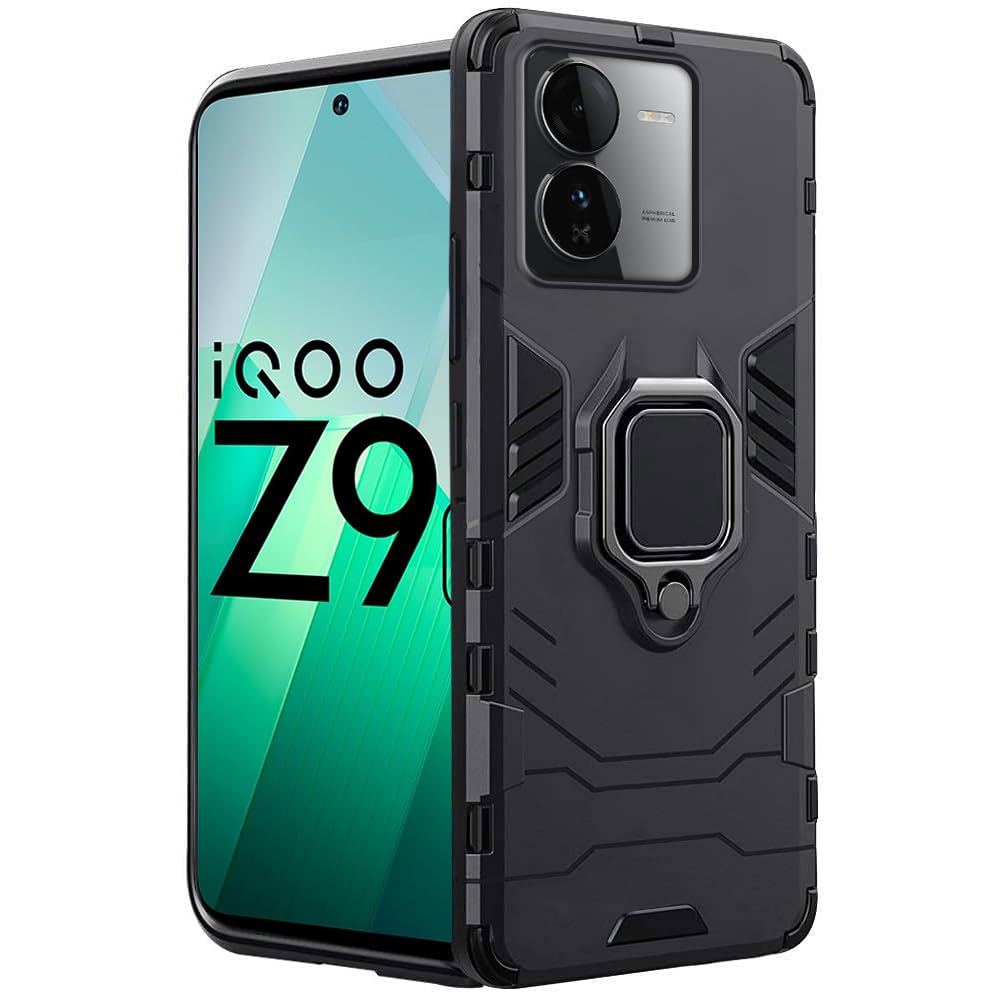 TheGiftKart Tough Armor Bumper Back Case Cover for iQOO Z9 5G | Ring Holder & Kickstand in-Built | 360 Degree Protection Back Case Cover for iQOO Z9 5G (PC & TPU, Black) (B0CYXXXXNL) Amazon Price History, Amazon Price Tracker