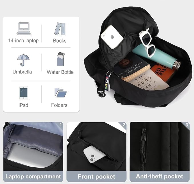 Image of College Bag for Girls Boys Man Women | 15.6 inch Laptop Trendy School Backpack Bags for Men Office Use with Anti Theft Pocket & Small Pockets Inside