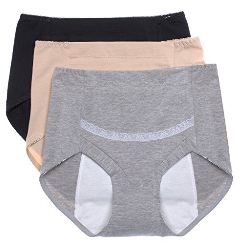 Intimate Portal Mujer Culottes Menstruales Braguitas para Incontinencia Periodo Menstruación con Bolsillos Negro Beige Gris Pack de 3 S/Etiqueta LL