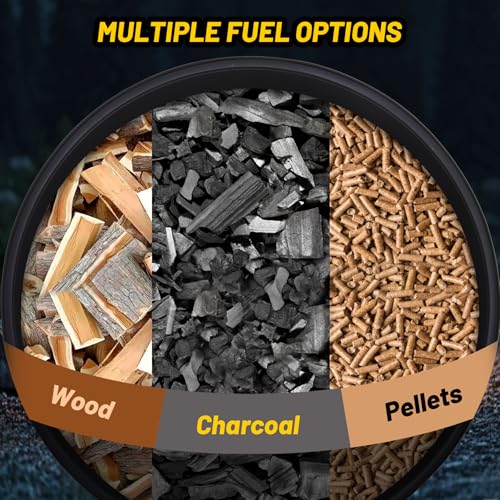 Garvee 26 Inch Smokeless Fire Pit, Fire Pits for Outside Wood Burning with Fire Poker, Mesh Lid, Cooking Grate, Cover, Portable Patio Bonfire Pit for Outside BBQ, Yard, Garden, Camping
