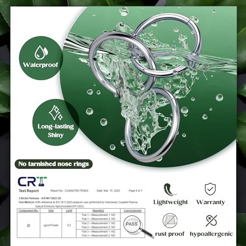 Jstyle 8Pcs 18G Stainless Steel Hinged Clicker Segment Nose Ring Hoop Piercing for Men Women Cartilage Daith Tragus Sleeper Earrings Improved Clasp 6-12MM2