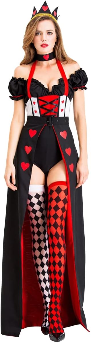 Women Halloween Dresses - Adult Cosplay Dance Clothes with Crown Fancy Dress Up Photoshoot Birthday Party