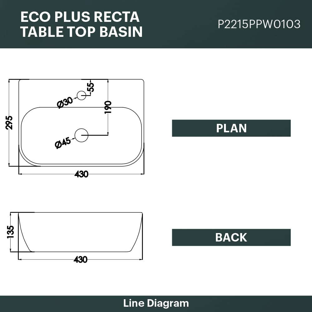 Johnson Eco Plus Basin - Countertop & Wall Mount -2