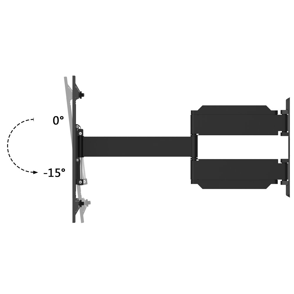 PureMounts SLIMFLEX-65 montaggio a parete per televisori con 71-165 cm (28-65"), VESA 600x400, inclinabile: -15, orientabile: 180, distanza dal muro: 36-600 mm, carico massimo: 25 kg, nero