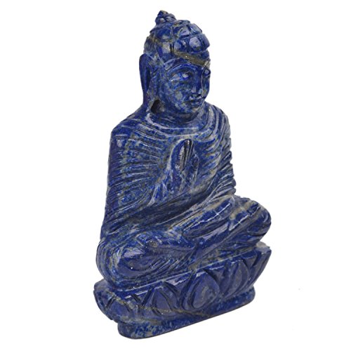 Estatua de Buda de lapislázuli talla artesanal 1400-1500 Ct miniatura 3