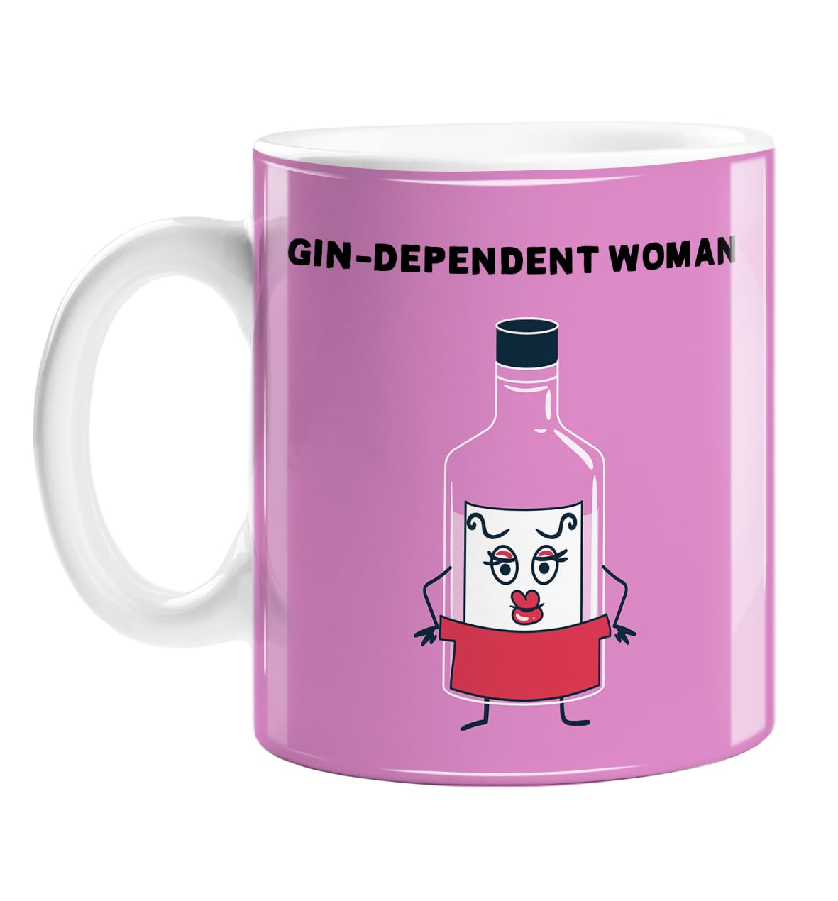 LEMON LOCO Gin-Dependent Woman Mug | Gin and Tonic, Gin Pun Mug for Her, for The Independent Woman, Sassy Bottle of Gin, Funny Drinking Pun Mug