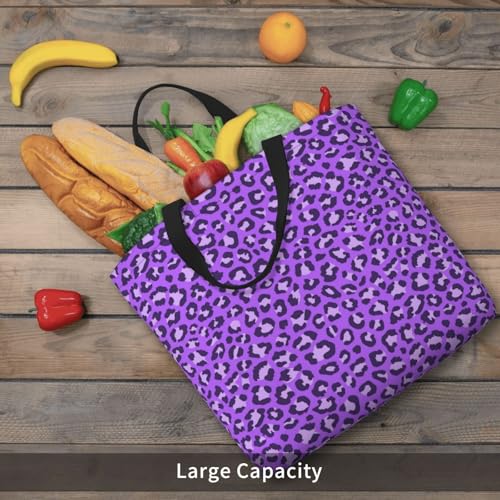 Large Tote Bag For Women - Reusable The Tote Bag With Zipper, Beach Bags For Women, violet leopard purple Mom Bag For Mom Suitable For Hospital Beach Travel Shopping4