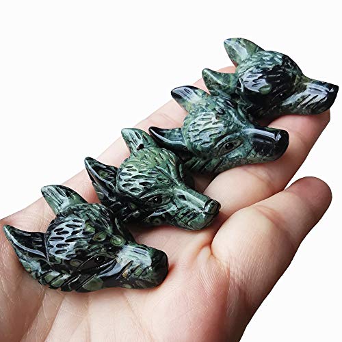 Manekieko Natural Kambaba Jasper 40mm Wolf Head Pocket Crystals and Healing Stone Figurine,Haped DIY-Jewelry Pendant - Image 3