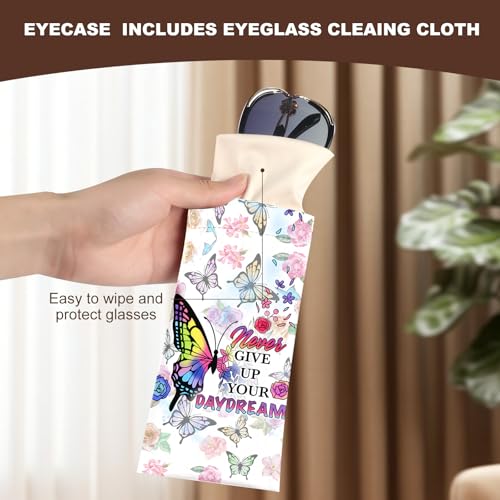 Image of Anikathy 2Pcs Sunglass Eyeglass Glasses Case Soft PU Leather with Cleaning Cloth Cute Glasses Pouch Bag for Men Women Girs