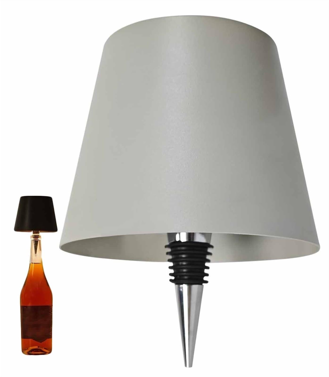 THUCHENYUC Wireless Bottle Lamp, 3 Color Stepless Dimming Rechargeable Wine Bottle Lights Rechargeable Wireless Touch LED Bottle Lamp For Bars Restaurants(Light Grey)