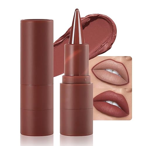 Miniatura 33 de AMY'S DIARY Juego de 2 delineadores de labios y lápiz labial color marrón palisandro mate, brillo de labios verde, lápiz labial líquido mate, 24