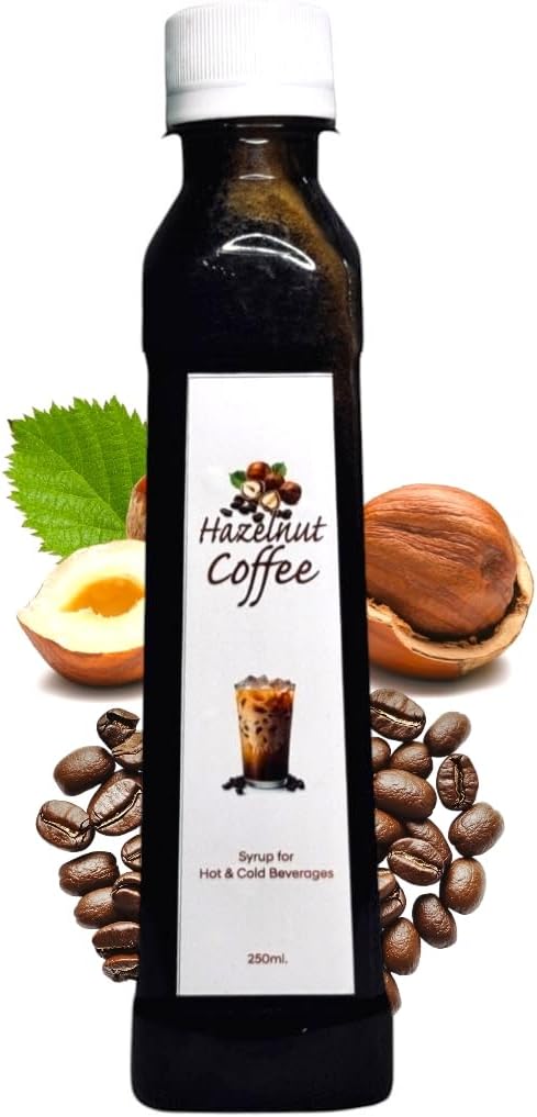 EMINENCE BEVERAGES Delightful Coffee Syrups | Perfect Flavor Enhancer for Hot & Cold Brews | Rich Taste | Versatile and Easy to Use | Elevate Your Coffee Experience with Every Sip | Pack of 1 Bottle (250ml, Hazelnut Coffee Syrup)
