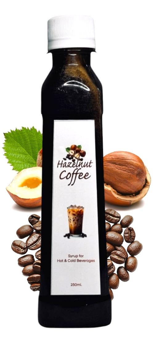 EMINENCE BEVERAGES Delightful Coffee Syrups | Perfect Flavor Enhancer for Hot & Cold Brews | Rich Taste | Versatile and Easy to Use | Elevate Your Coffee Experience with Every Sip | Pack of 1 Bottle (250ml, Hazelnut Coffee Syrup)