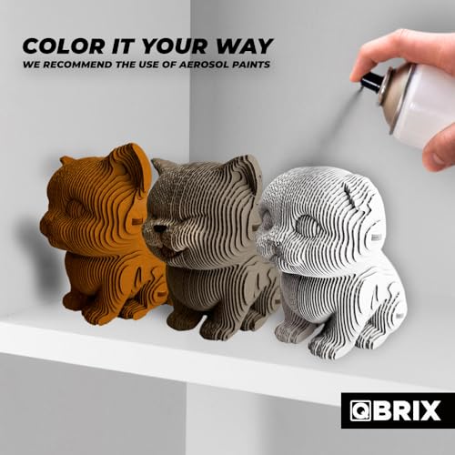 Image of QBRIX 3 Cats 3D Puzzles for Adults, 3D Model Kit for Teens, DIY Crafts for Home Decor, Original Gift for Boys&Girls 14+, Cardboard Model Building Kit
