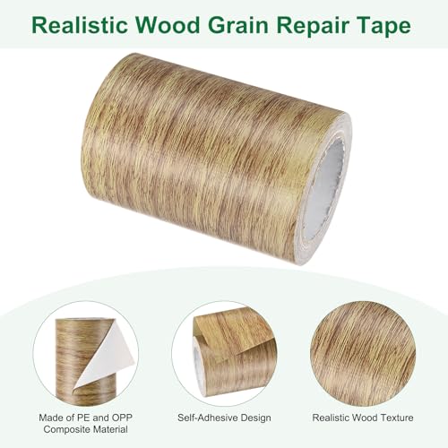 Image of M METERXITY 2-Roll Wood Grain Repair Tape, 3.15in x 15ft Textured Realistic Self-Adhesive Wood Floor Tape Contact Paper for Furniture /Floors /Home [Brown Pine]