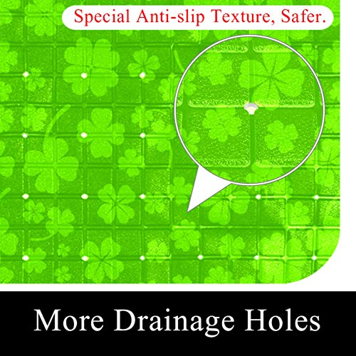 Tapis de douche antidérapant baignoire perforé ventouses vert 35x60cm - 3