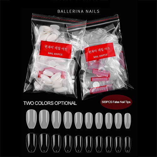 Andoer 500 unidades/conjunto Sistema de unhas com pontas de unhas falsas para UV GEL Acrílico Nail A