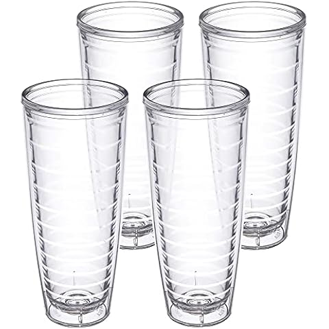 Clear 4-pack 26 oz Insulated Tumblers, Made in the USA, Great for Iced & Hot Drinks, 26 ounce Double Walled Drinking Cups, Premium Tritan Tumbler by Homestead Choice Cover