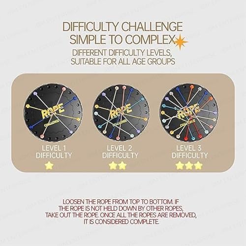 Image of Rope Challenge Logic Puzzle Game - Brain Teaser Rope Untangling Puzzle Game for Kids & Adults | Strategy Mind Game for Family Indoor & Travel Games | Educational Brain Game Age 7+